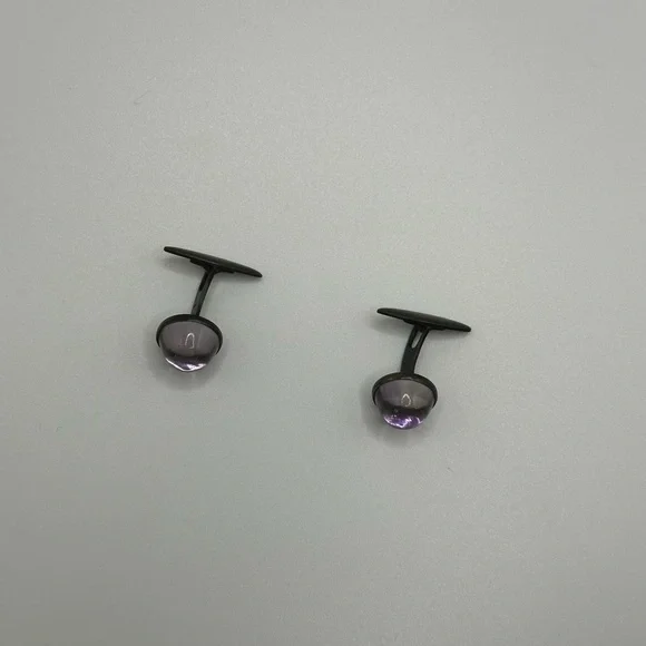 Vintage 800er silver cuff links with purple stone cufflinks collectible jewelry